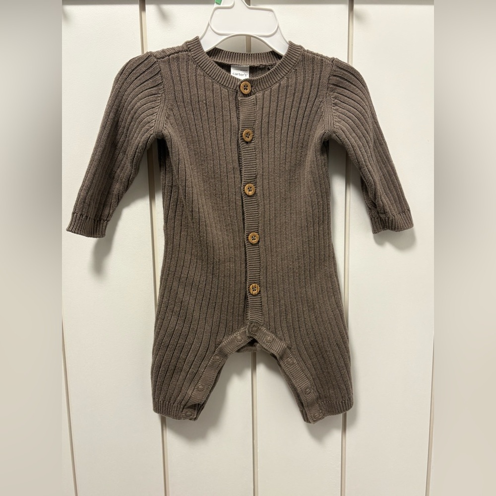 Carter's 100% Cotton Brown Ribbed Knit Footie